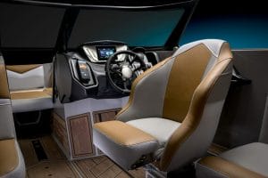 Supreme Boats with luxurious tan leather seats.