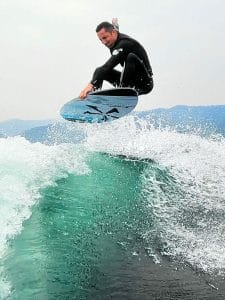 Adam Wheeler wakesurfing