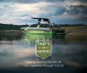 That’s An Order! Supreme Veteran’s Day Sales Event with boat in calm water background