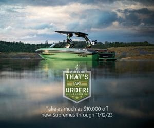 That’s An Order! Supreme Veteran’s Day Sales Event with boat in calm water background